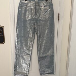 BP Silver Metallic Foil Flare & Wide Leg Jeans